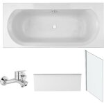 Jacob delafon - pack baignoire 180 x 80 elise + tablier niche + mitigeur bain douche mural aim chrom ...