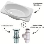 Sanindusa - pack baignoire b�b� 1000 / 520 mm + bonde + siphon