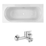 Jacob delafon - pack baignoire droite 170 x 75 elise + mitigeur bain douche chrom + vidage