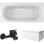 Pack baignoire droite 170 x 75 jacob delafon elise + tablier en angle + mitigeur bain douche mural aim ...