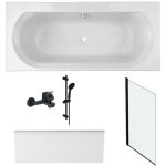 Jacob delafon - pack baignoire droite 170 x 75 elise + tablier niche + pommeau et mitigeur bain noir ... Jacob delafon - pack baignoire droite 170 x 75 elise + tablier niche + pommeau et mitigeur bain noir ...