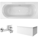 Jacob delafon - pack baignoire droite 180 x 80 elise + tablier en angle + mitigeur bain douche mural ...