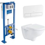 Villeroy&boch - pack bti - support autoportant viconnect + plaque de commande blanche + cuvette suspendue ...