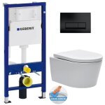 Geberit - pack wc bti - support + cuvette swiss aqua technologies sans bride + plaque noir mat (satrimlessgeb ...