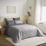 Pack complet 6 pices gris / anthracite rversible housse de couette pour lit 160 x 200 cm