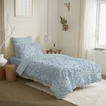 Univers decor - pack complet housse de couette r�versible pour lit 90 x 190 cm cachemire bleu