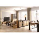 Pack complet salon & salle  manger meunier ? 5 meubles loft en chne samdal & noir mat