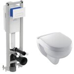 Ideal standard - pack complet wc suspendu plaque blanche + cuvette compact jacob delafon odeon up abattant ...