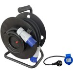 Pack enrouleur de cble lectrique camping 3600w 25m p17 + adaptateur femelle p17 - 230v cee 150cm pour ...