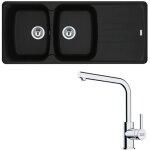 Franke - pack vier antea fragranit noir mat 1160 x 500 x 210 mm + mitigeur lina l