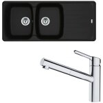 Franke - pack �vier antea fragranit noir mat 1160 x 500 x 210 mm + mitigeur orbit douchette