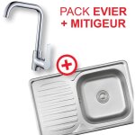 Pack evier avec egouttoir nids d'abeilles 80cm + mitigeur inox
