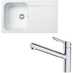 Pack vier kite fradeko blanc 860 x 500 x 190 mm + mitigeur orbit douchette - franke