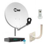Hdsat - pack parabole acier 60cm + optex rcepteur ors9939hd fransat + bras coud dport 250mm diamtre ...