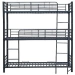 Pack: lit superpos� en m�tal triple 3 �tages + matelas compris 3 couchages 90x190 cm noir