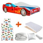 Pack lit voiture de course rouge turbospeed - 140 x 70 cm