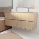 Aurlane - pack meuble salle de bains 120 cm chêne clair, 4 tiroirs avec vasque céramique - xenos Aurlane - pack meuble salle de bains 120 cm chêne clair, 4 tiroirs avec vasque céramique - xenos