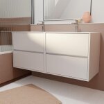 Aurlane - pack meuble salle de bains 120 cm laque blanc, 4 tiroirs avec vasque céramique - xenos Aurlane - pack meuble salle de bains 120 cm laque blanc, 4 tiroirs avec vasque céramique - xenos