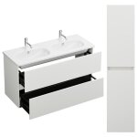 Burgbad - pack meuble de salle de bain double vasque 120 cm blanc mat joline + colonne