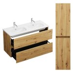 Burgbad - pack meuble de salle de bain double vasque 120 cm chne joline + colonne