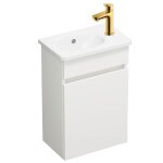 Pack meuble suspendu lave - mains burgbad joline blanc mat + robinet lave - mains eau froide duravit ...