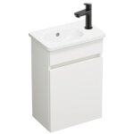 Pack meuble suspendu lave - mains burgbad joline blanc mat + robinet lave - mains eau froide duravit ...