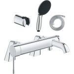 Pack mitigeur bain douche m�canique grohe essence + douchette ronde 2 jets + flexible + support