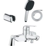 Pack mitigeur bain douche m�canique grohe swift + douchette carr� 2 jets + flexible + support