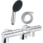 Pack mitigeur bain douche thermostatique grohe precision get + douchette ronde 2 jets + flexible
