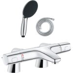 Pack mitigeur bain douche thermostatique grohe precision trend + douchette ronde 2 jets + flexible