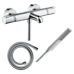 Hansgrohe - pack mitigeur bain thermostatique ecostat comfort + flexible isiflex 1, 6m + pommeau pulsify ...