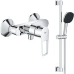 Pack mitigeur douche m�canique grohe startloop + ensemble de douche 2 jets avec barre chrom�