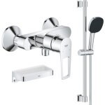 Pack mitigeur douche m�canique grohe startloop + ensemble de douche 2 jets avec barre + panier douche ...