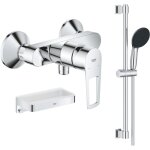 Pack mitigeur douche m�canique grohe startloop + ensemble de douche start 2 jets avec barre + panier ...