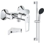 Pack mitigeur douche m�canique grohe startloop + ensemble de douche start 2 jets avec barre + tablette ...