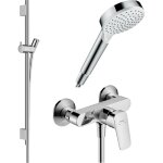 Hansgrohe - pack mitigeur douche mécanique logis + barre unica s puro + flexible + pommeau crometta blanc ... Hansgrohe - pack mitigeur douche mécanique logis + barre unica s puro + flexible + pommeau crometta blanc ...