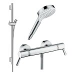 Hansgrohe - pack mitigeur douche thermostatique ecostat comfort care + barre unica s puro + flexible ...