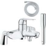 Pack mitigeur m�canique grohe swift avec colonnettes + douchette 1 jet vitalio get stick + flexible 1750 ...