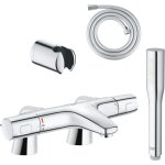 Pack mitigeur thermostatique grohe trend avec colonnettes + douchette 1 jet vitalio get stick + flexible ...