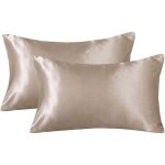 Pack of 2 taie d'oreiller en satin pour cheveux et peau, facile � laver, housses de coussin en satinette ...