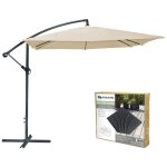 Pack parasol dport beige + dalle bton ? lgance, ombre xxl et stabilit assure