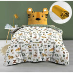 Pack parure de lit enfant 140 x 200 cm + drap housse 90x190 cm jaune ? tigry ?