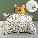 Pack parure de lit enfant 140 x 200 cm + drap housse 90x190 cm ? tigry ? 100% coton