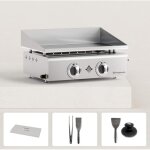 Pack plancha gaz inox flamenco 2 br�leurs + couvercle + accessoires