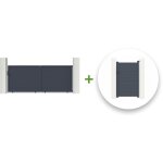 Casanoov - pack portail coulissant eiger 400x160cm + portillon eiger 100x160cm gris Casanoov - pack portail coulissant eiger 400x160cm + portillon eiger 100x160cm gris