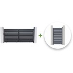 Portail coulissant 3m vogel h. 180cm + portillon 1m vogel h. 180cm aluminium gris Portail coulissant 3m vogel h. 180cm + portillon 1m vogel h. 180cm aluminium gris
