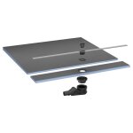 Pack receveur de douche pr� - pent� 164 x 120 x 3, 5 cm wedi fundo flex bois + bonde horizontale + �coulement ...