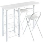 Miroytengo - pack table haute et 2 tabourets pliants meuble de cuisine bar mlamine mtal 40x87, 5x120 ...