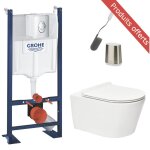 Pack wc bti autoportant + wc sans bride sat brevis + abattant softclose + plaque chrome + brosse joseph ...