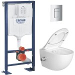 Grohe pack wc bâti autoportant solido + wc sans bride sat fonction bidet thermostatique + plaque chrome ... Grohe pack wc bâti autoportant solido + wc sans bride sat fonction bidet thermostatique + plaque chrome ...